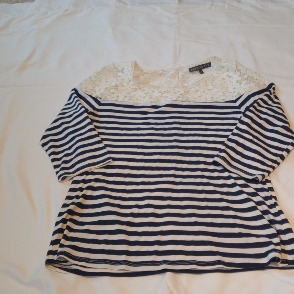 Brixon Ivy lace and striped top